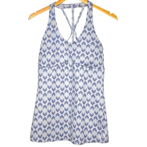 MEC Women’s Body Fit Tank Blue & White Pattern S - Picture 1 of 7